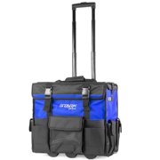 Stark 20" Rolling Wide Tool Bag Tote Telescoping Handle Tool Organizer Heavy Duty with Wheel and Divider, Blue