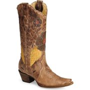 CORRAL Women's Daisy Overlay Cowgirl Boot Snip Toe Tan 9.5 M US
