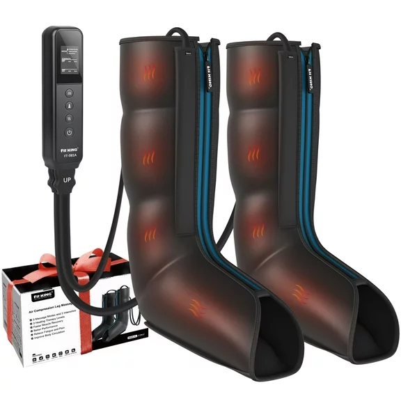FIT KING Leg Compression Boots Massager with Heat, Massager for Foot and Calf Recovery , Upgraded Leg Massager for Blood Circulation FSA/HSA Eligible