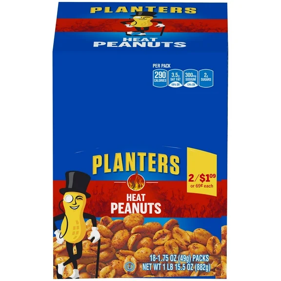 Planters Nut Lovers Variety Pack, 18 Smoked Almonds, 18 Heat Peanuts, 18 Honey Roasted Cashews