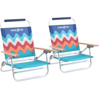 Hang Ten 3-Position Beach Chairs (2-Pack) Lightweight Backpack Beach Chairs Portable Arm Chairs, Supports 250 LBS