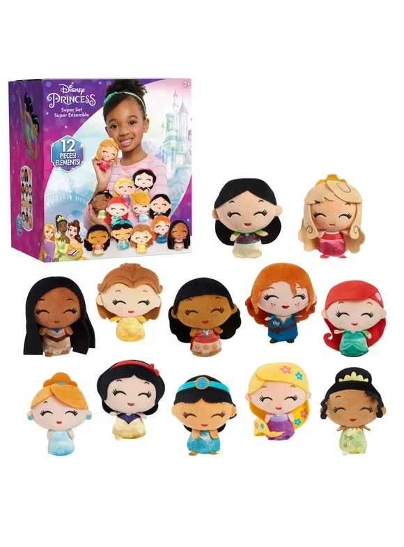 Disney Princess Plush Super Set, 12 Plush Figures, Officially Licensed Kids Toys for Ages 3 Up, Gifts and Presents