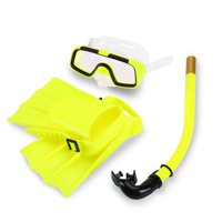 Qiilu Kids Swimming Diving Silicone Fins+Snorkel Scuba Eyeglasses+Quest Mask Diving Snorkel Set for Boys&Girls