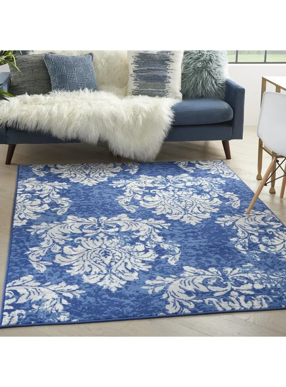 Nourison Whimsicle Bohemian Floral Navy Ivory 5' x 7' Area Rug, (5' x 7')