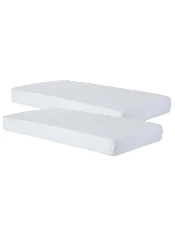 Foundations SafeFit Elastic Fitted Sheet, Compact-Size, White, Pack of 2