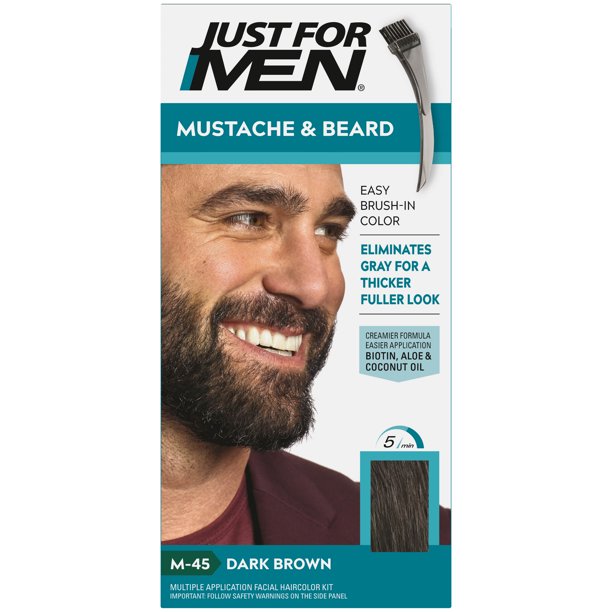 Just For Men Mustache and Beard Coloring for Gray Hair, M-45 Dark Brown