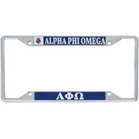 Alpha Phi Omega Fraternity Crest Metal License Plate Frame For Front Back of Car Officially Licensed (Crest LP Frame)