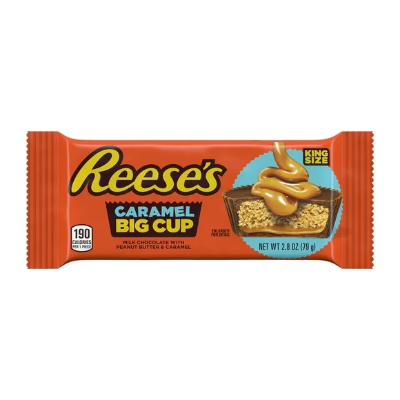Reese's Big Cup Caramel Milk Chocolate King Size Peanut Butter Cups Candy, Pack 2.8 oz