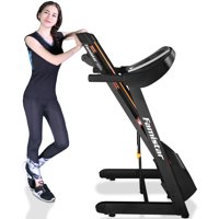 Famistar 3.25HP Folding Electric Treadmill, Up to 15% Automatic Incline Treadmill, Easy Assembly Running Machine with 5 Backlit Display, 12 Preset Programs, 3 Modes, Free Knee Strap Gift, 9028S