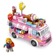 Caelan Ice Cream Van Building Blocks Toys for Girls 553 Pcs, Pink, Building Bricks Play Set for Kids Age 6-12 and Up