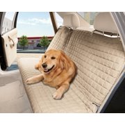 Elegant Comfort Quilted Design %100 Waterproof  Bench Car Seat Protector Cover (Entire Rear Seat)  for Pets - TIES TO STOP SLIPPING OFF THE BENCH , Beige