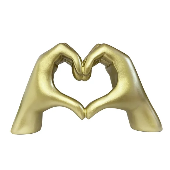 Mainstays 9in x 5.5in Resin Heart Shaped Hand Figurine, Gold