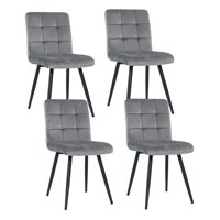 Duhome Dining Chairs Dining Room Armchairs Set of 4 Modern Upholstered Accent Chairs with Solid Steel Legs Velvet Cushion for Living Room Grey