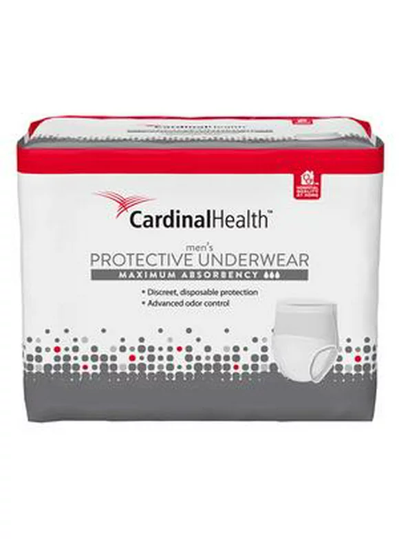 Cardinal Health Maximum Absorbency Protective Underwear for Men,  Large/XL 45'' to 58'', Pack of 18