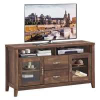 Costway TV Stand Tall Entertainment Center Hold up to 58'' TV w/ Glass Storage & Drawers
