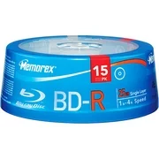 Memorex Blu-Ray Disc, 1x-4x Write Speed, 25GB Data Capacity, BD-R Single Layer Media 15 Discs Spindle Pack