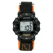 Armitron Unisex Sport Watch with Black Round Dial and Orange Velcro Strap