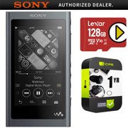 Sony Walkman NW-A55 Portable Hi-Res Touch Screen MP3 Player 16GB Bundle with Lexar PLAY 128GB microSDXC UHS-I Memory Card, Up to 150MB/s Read + 1 Year Extended Protection Plan
