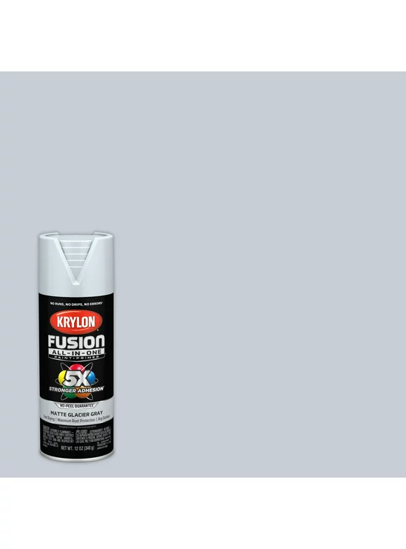 Krylon Fusion All-In-One Spray Paint, Matte, Glacier Gray, 12 oz.