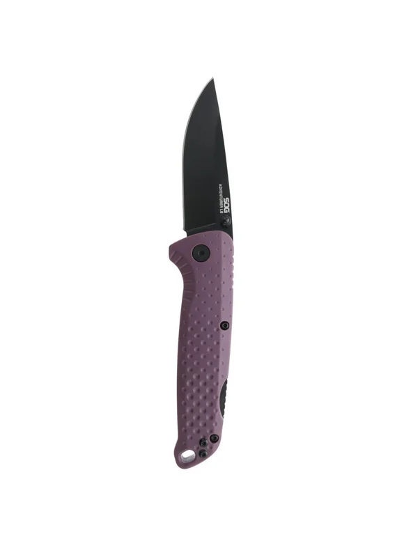 SOG Knives Adventurer LB Lockback 13-11-04-43 Purple GFN Black 5Cr15MoV Stainless Steel Pocket Knife