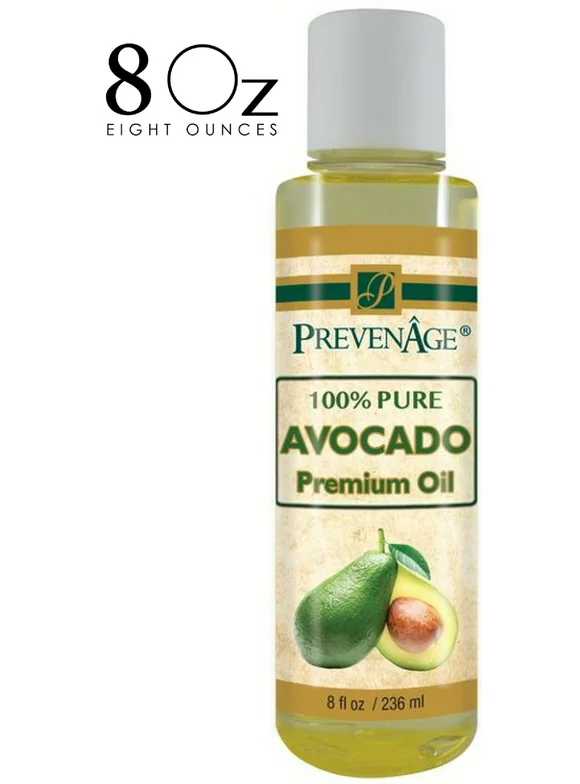 Avocado Oil 8 Oz (236 mL) | 100% Pure Almond Oil for Skincare and Haircare | Premium Grade | Cold Pressed | Carrier Oil by Prevenage Made in USA / Fast Shipping
