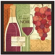 Wine And Grapes I by Eazl Walnut Framed Premium Gallery Wrap