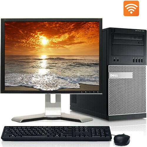 Restored Dell Desktop PC Tower System Windows 10 Intel Core i3 Processor 4GB Ram 160GB Hard Drive DVD Wifi with a 17" LCD-Computer (Refurbished)