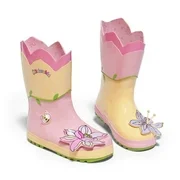 Kidorable Girls Pink Lotus Flower Applique Lined Rubber Rain Boots 11-2 Kids