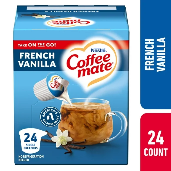 Nestle Coffee Mate, French Vanilla Liquid Coffee Creamer Singles, 9 fl oz, 24 Count
