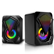 Computer Speakers RGB Gaming Speaker USB Powered Stereo 2.0 Volume Control PC Speakers with LED Light, Dual-Channel Multimedia Speakers for Computer Desktop Laptop PC Smartphone TV Game Machine(6W)
