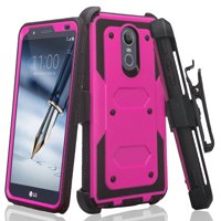 LG Stylo 5 Case, Stylo 5 Plus Case w/ Built in Screen Protector Heavy Duty Drop Protection Holster Dual Layer Case Cover Combo - Purple