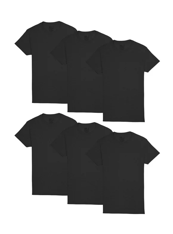 Fruit of the Loom Men's Black Crew Undershirts, 6 Pack, Sizes S-3XL