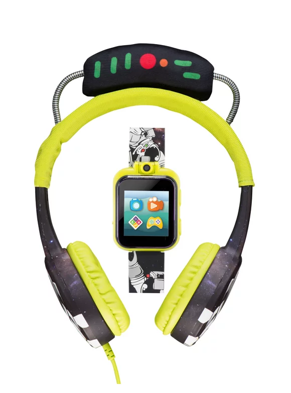 iTech Junior Boys Headphones & Smartwatch Set - Green Mission Control