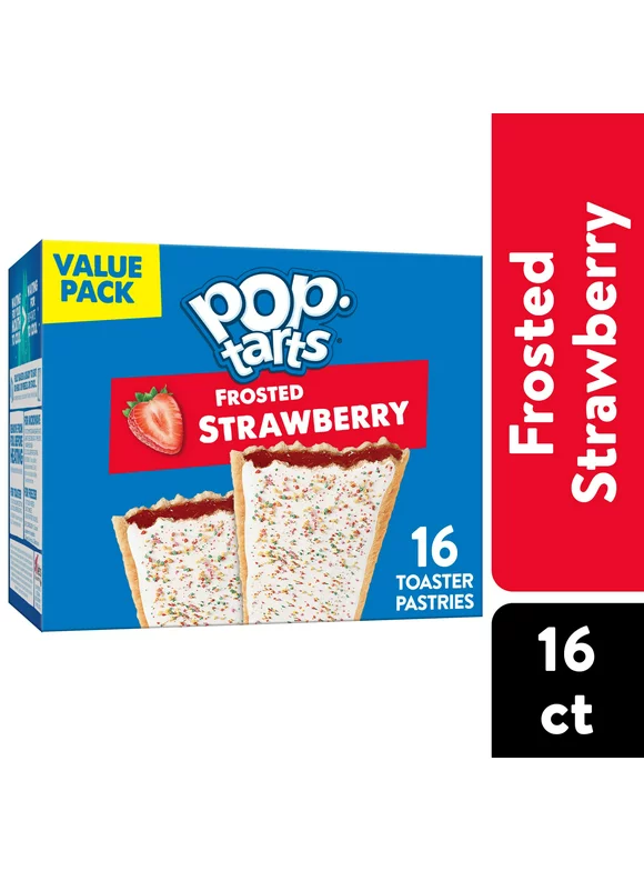 Pop-Tarts Frosted Strawberry Instant Breakfast Toaster Pastries, Shelf-Stable, Ready-to-Eat, 27 oz, 16 Count Box