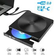 External CD DVD Drive, EEEkit Portable USB-C & USB 3.0 CD DVD-RW ROM Burner/Writer Optical Drive, High Speed Data Transfer for PC Laptop Desktop MacBook Mac Windows