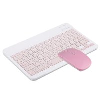 Tomshine 10-inch Wireless BT Keyboard Three-system Universal Colorful Rechargeable BT Keyboard Mobilephone Tablet Universal Keyboard Pink + 2.4G Wireless Mouse