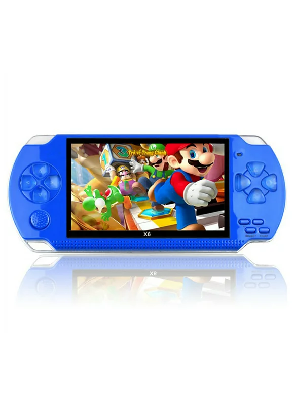 4 inch PSP Handheld Game Machine X6 Updated Version, 8GB , High Definition Color Screen, Over 3000 Free Games-Blue