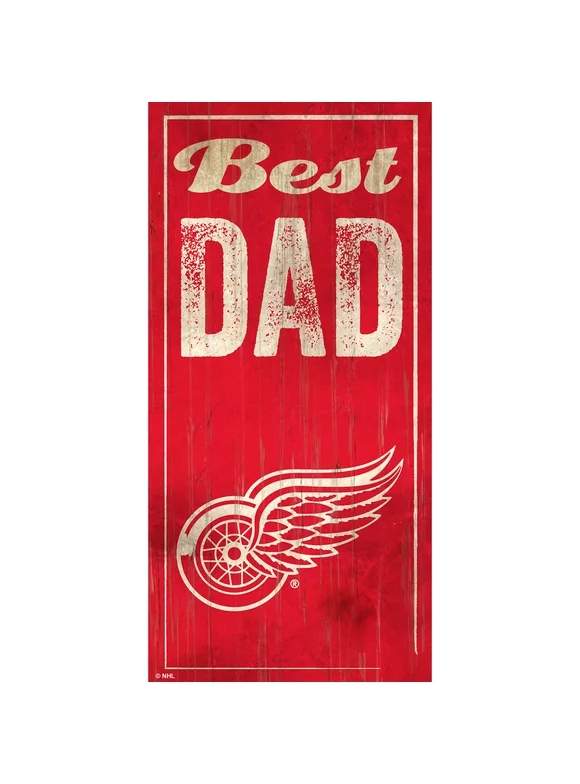 Detroit Red Wings 6" x 12" Best Dad Sign