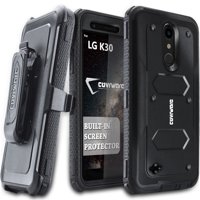 LG K30 / LG Premier Pro LTE Case, COVRWARE [Aegis Series] with [Built-in Screen Protector] 360 Degree Full-Body Protection Rugged Holster Armor Case [Belt Clip][Kickstand], Black