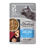 Pure Balance Classic Starters Gourmet Cat Treats, Flaked Tuna & Shrimp in Broth, 1.4 oz