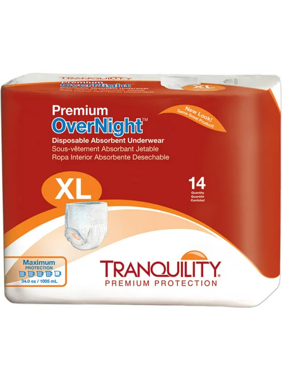 Tranquility Premium Overnight Disposable Absorbent Underwear (DAU), XL, 14 ea (Pack of 2)