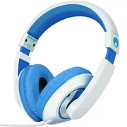 RockPapa Over Ear Stereo Headphones Earphones for Adults Kids Childs, Noise Isolating, Adjustable, Heavy Deep Bass for iPhone iPod iPad Macbook Surface MP3 DVD SmartPhones Laptop (Blue/white)
