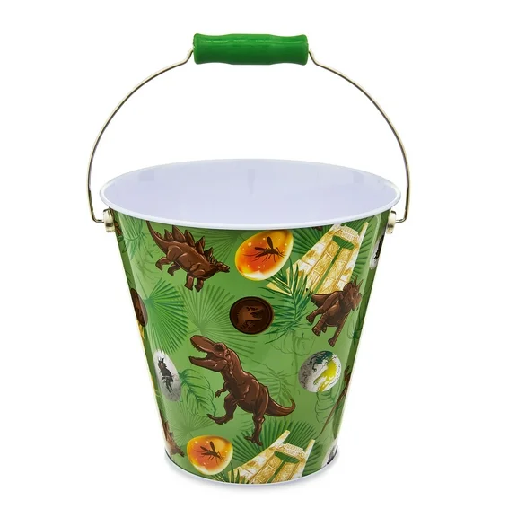 Jurassic Park Green Tin Pail with Handle, 1 Count, Easter Egg Hunt Pail, Universal, Green