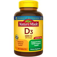 Nature Made Vitamin D3 1000 IU (25mcg) Tablets, 350 Count for Bone Health