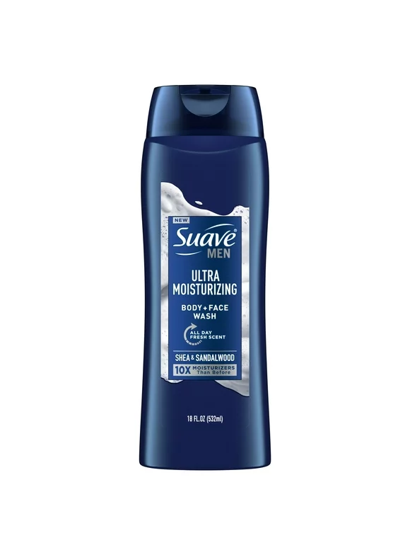Suave Men Face & Body Wash, with Shea Butter & Coconut Oil, 18 oz