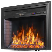 Barton Electric Fireplace Insert Flame Stove Adjustable Flame Timer Firebox Logs with Remote Control, Black