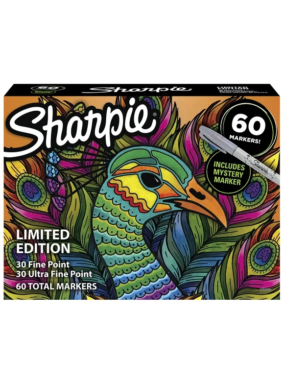 Sharpie Permanent Markers, Limited Edition, Assorted Colors Plus 1 Mystery Marker, 60 Count