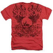 Trevco SKDR105-HAPC-4 Skid Row-Skull & Wings Adult Regular Fit Heather T-Shirt, Red - Extra Large