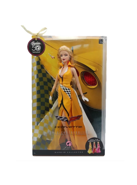 2008 Yellow Corvette Barbie, NRFB, (N4984) Non-Mint Box - Pink Label