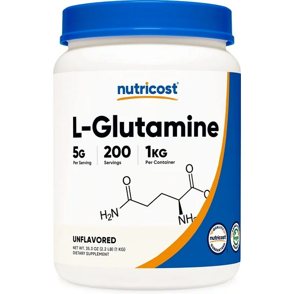 Nutricost Pure L-Glutamine Powder 1 KG, 5g Per Serving - Health Supplement